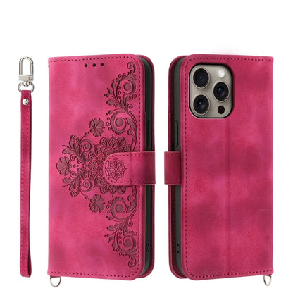 Skin-feel Flowers Embossed Wallet Leather Phone Case