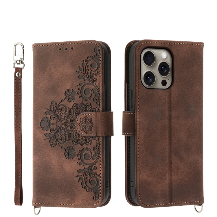 Skin-feel Flowers Embossed Wallet Leather Phone Case