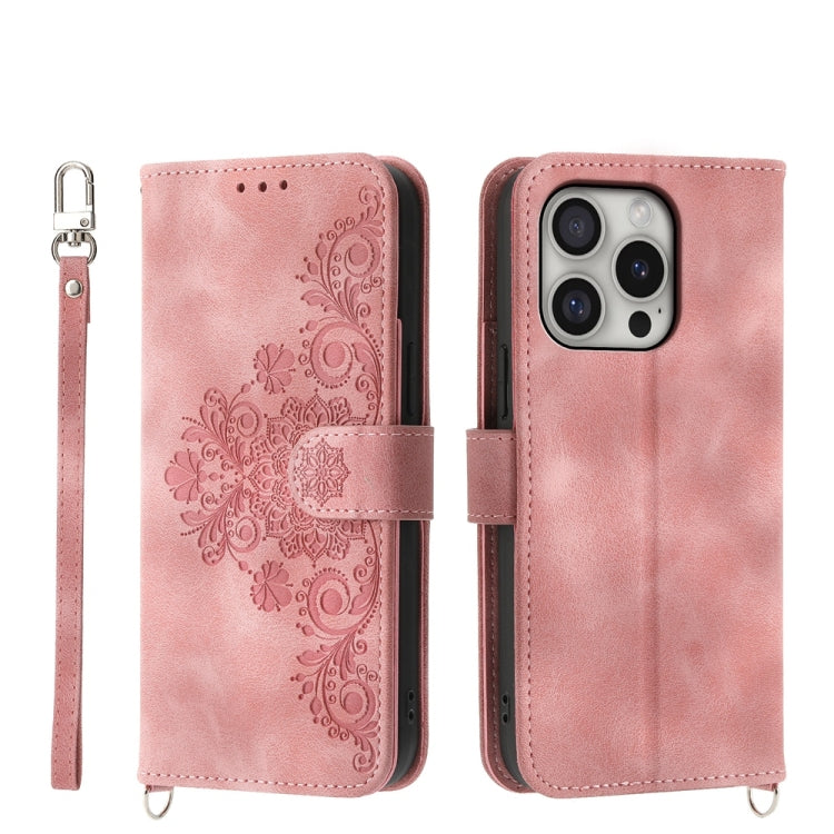 Skin-feel Flowers Embossed Wallet Leather Phone Case