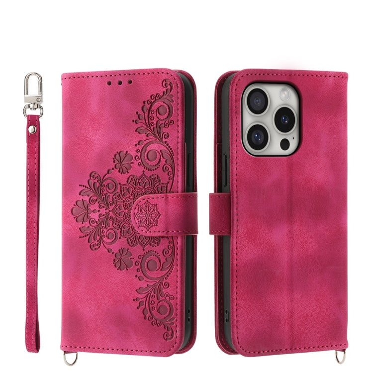 Skin-feel Flowers Embossed Wallet Leather Phone Case