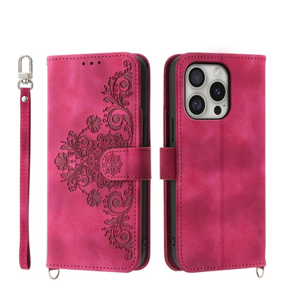 Skin-feel Flowers Embossed Wallet Leather Phone Case