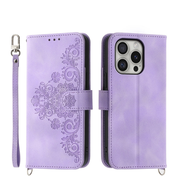 Skin-feel Flowers Embossed Wallet Leather Phone Case