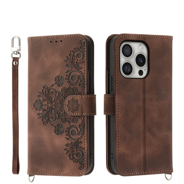 Skin-feel Flowers Embossed Wallet Leather Phone Case