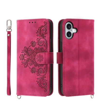Skin-feel Flowers Embossed Wallet Leather Phone Case