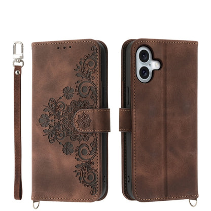 Skin-feel Flowers Embossed Wallet Leather Phone Case