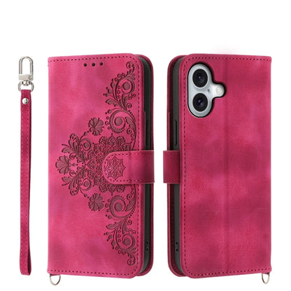 Skin-feel Flowers Embossed Wallet Leather Phone Case
