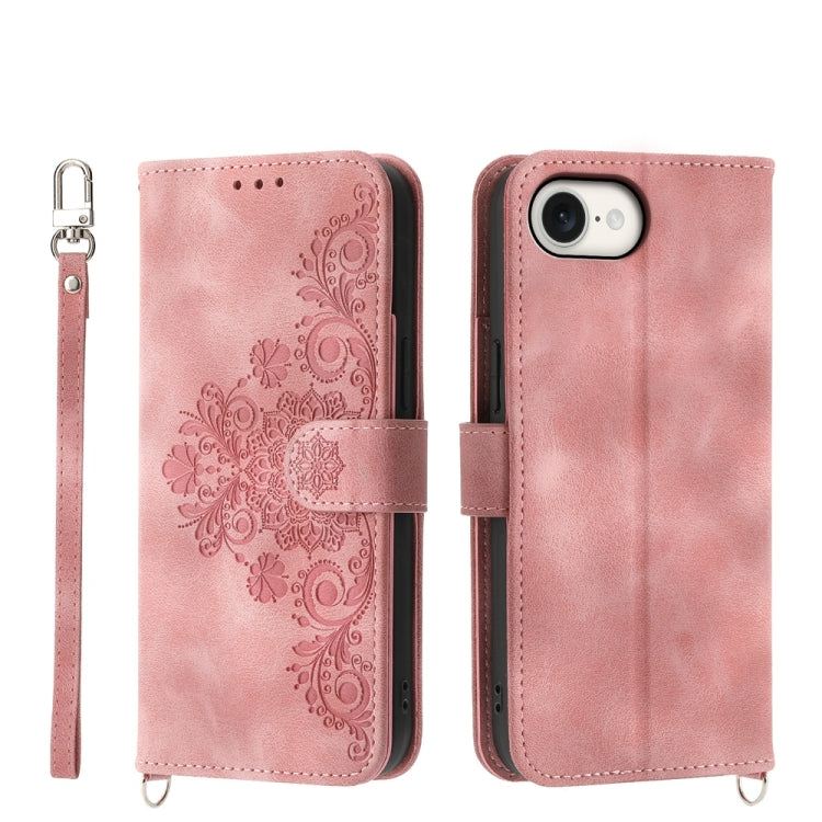 Skin-feel Flowers Embossed Wallet Leather Phone Case