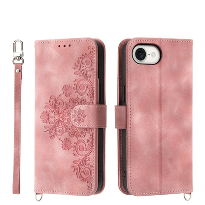 Skin-feel Flowers Embossed Wallet Leather Phone Case