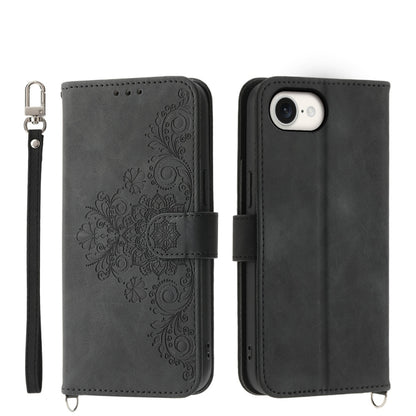 Skin-feel Flowers Embossed Wallet Leather Phone Case