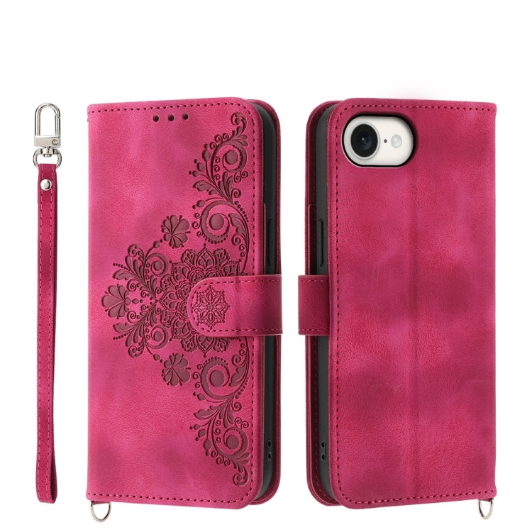 Skin-feel Flowers Embossed Wallet Leather Phone Case