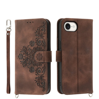Skin-feel Flowers Embossed Wallet Leather Phone Case
