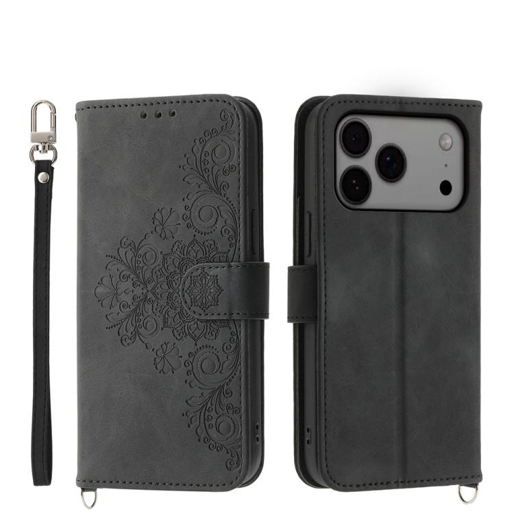 Skin-feel Flowers Embossed Wallet Leather Phone Case