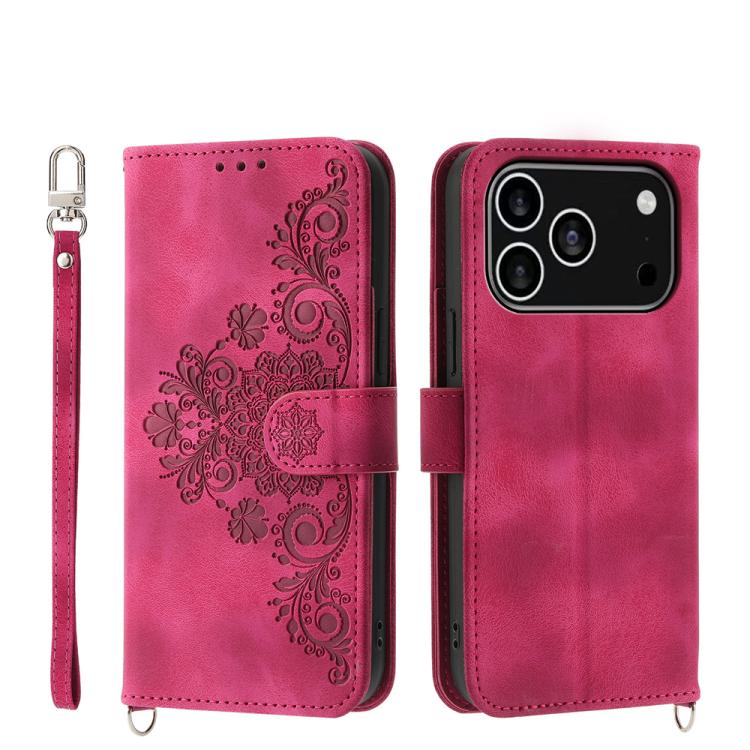 Skin-feel Flowers Embossed Wallet Leather Phone Case