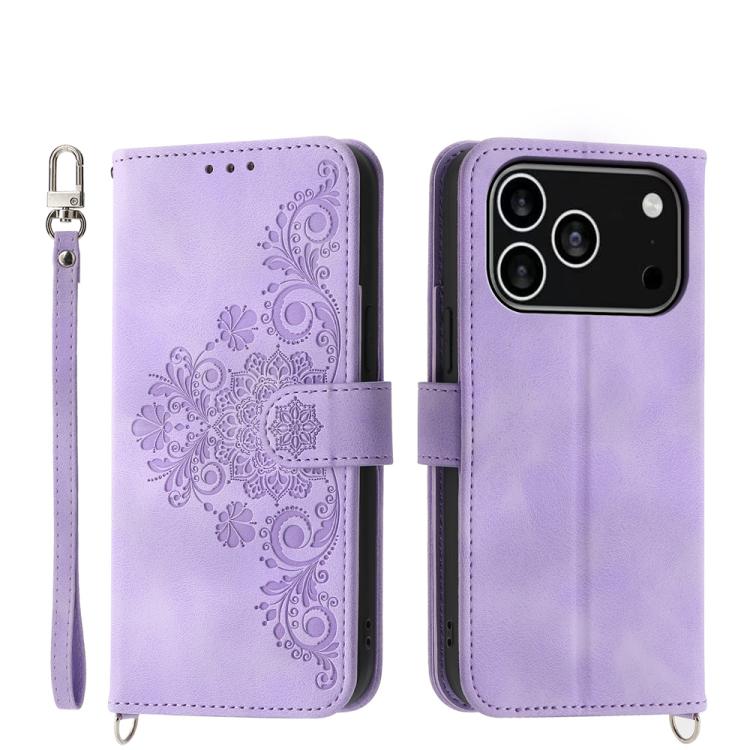 Skin-feel Flowers Embossed Wallet Leather Phone Case