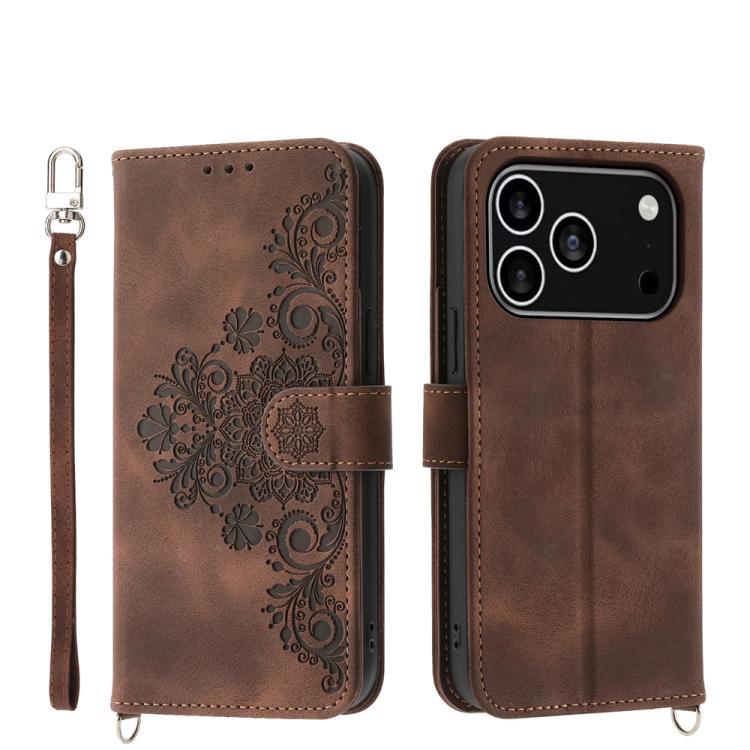 Skin-feel Flowers Embossed Wallet Leather Phone Case