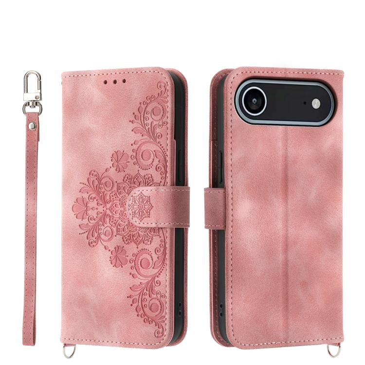 Skin-feel Flowers Embossed Wallet Leather Phone Case