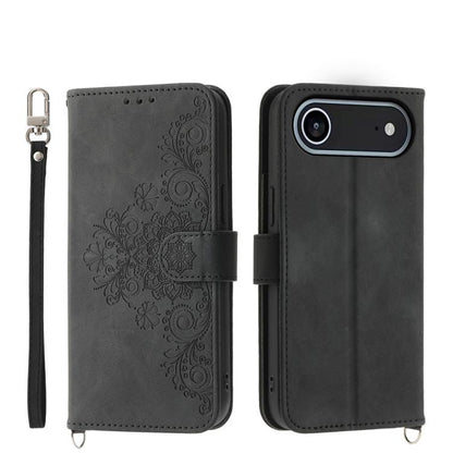 Skin-feel Flowers Embossed Wallet Leather Phone Case