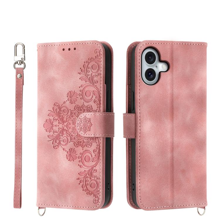 Skin-feel Flowers Embossed Wallet Leather Phone Case