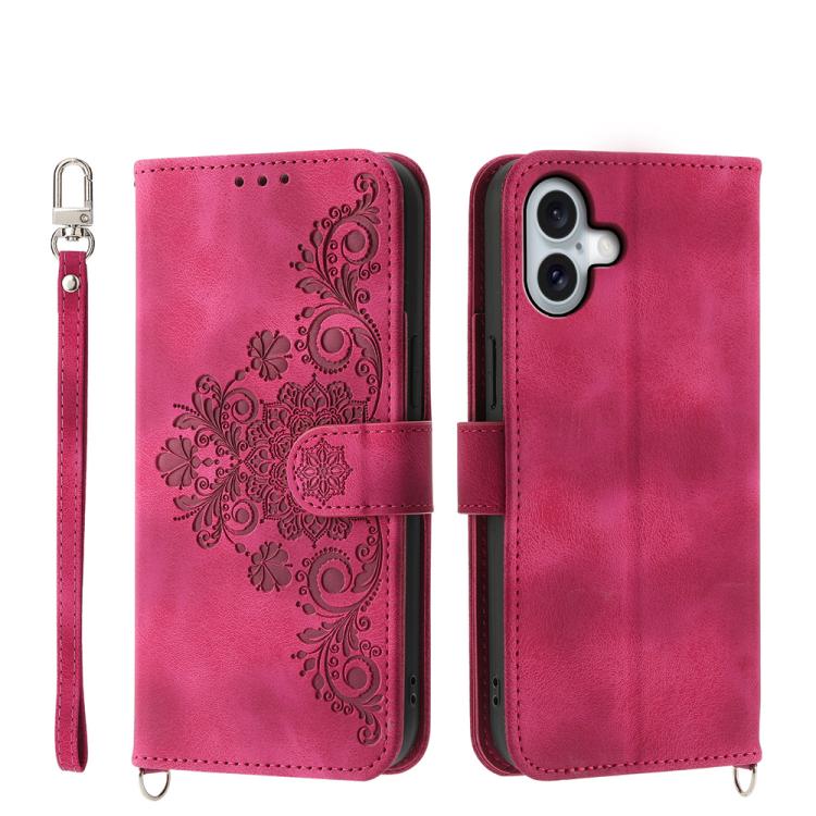 Skin-feel Flowers Embossed Wallet Leather Phone Case