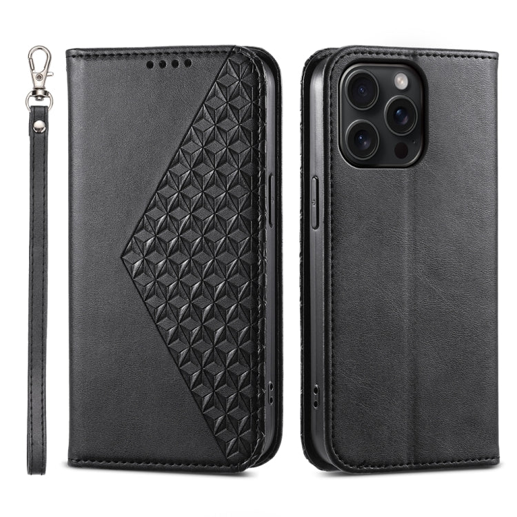 Cubic Grid Calf Texture Magnetic Leather Phone Case