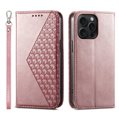 Cubic Grid Calf Texture Magnetic Leather Phone Case