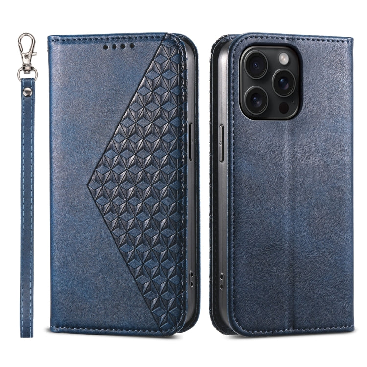 Cubic Grid Calf Texture Magnetic Leather Phone Case