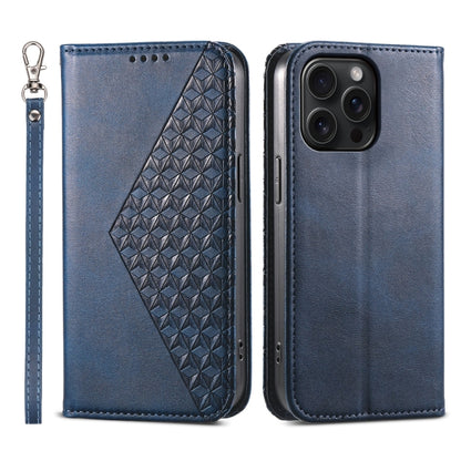Cubic Grid Calf Texture Magnetic Leather Phone Case