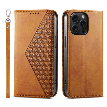 Cubic Grid Calf Texture Magnetic Leather Phone Case