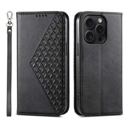 Cubic Grid Calf Texture Magnetic Leather Phone Case
