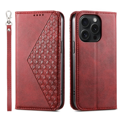 Cubic Grid Calf Texture Magnetic Leather Phone Case