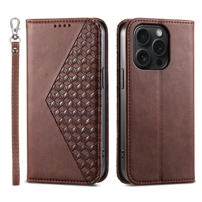 Cubic Grid Calf Texture Magnetic Leather Phone Case