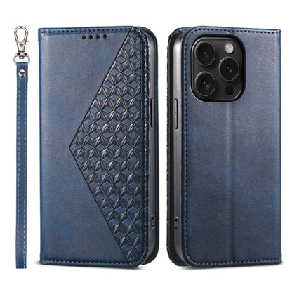 Cubic Grid Calf Texture Magnetic Leather Phone Case