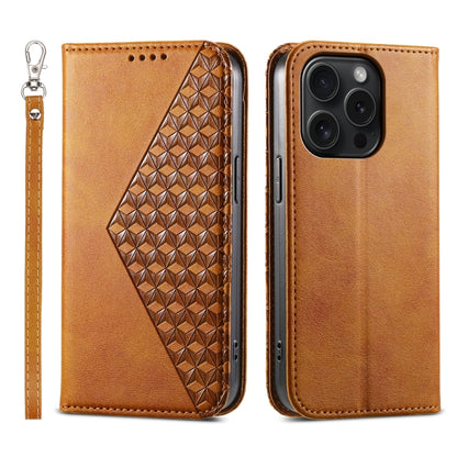 Cubic Grid Calf Texture Magnetic Leather Phone Case