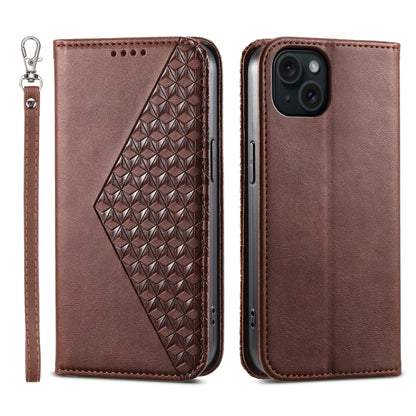 Cubic Grid Calf Texture Magnetic Leather Phone Case
