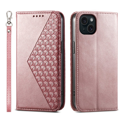 Cubic Grid Calf Texture Magnetic Leather Phone Case