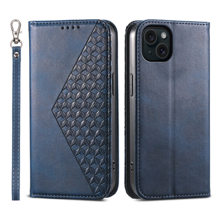 Cubic Grid Calf Texture Magnetic Leather Phone Case