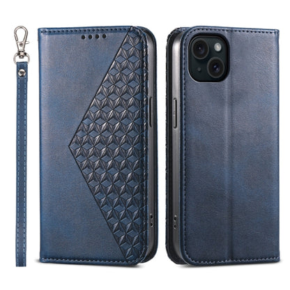 Cubic Grid Calf Texture Magnetic Leather Phone Case