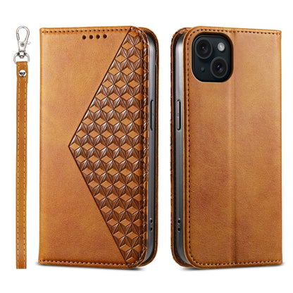 Cubic Grid Calf Texture Magnetic Leather Phone Case
