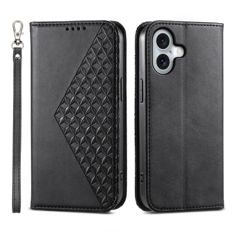 Cubic Grid Calf Texture Magnetic Leather Phone Case