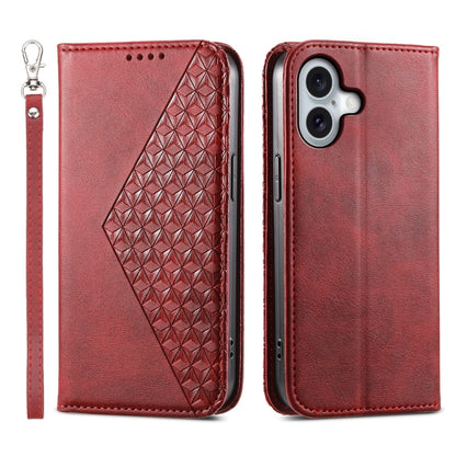 Cubic Grid Calf Texture Magnetic Leather Phone Case