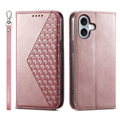 Cubic Grid Calf Texture Magnetic Leather Phone Case