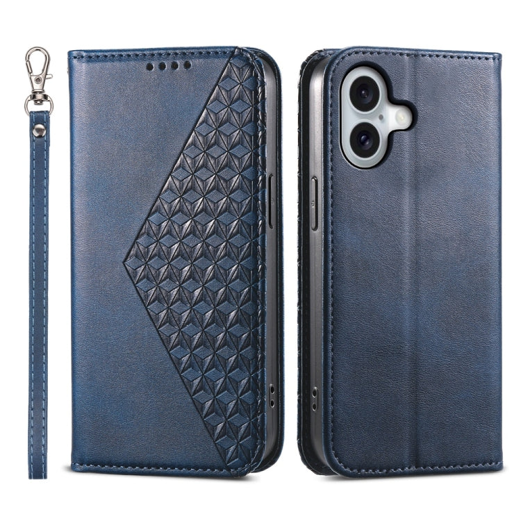 Cubic Grid Calf Texture Magnetic Leather Phone Case