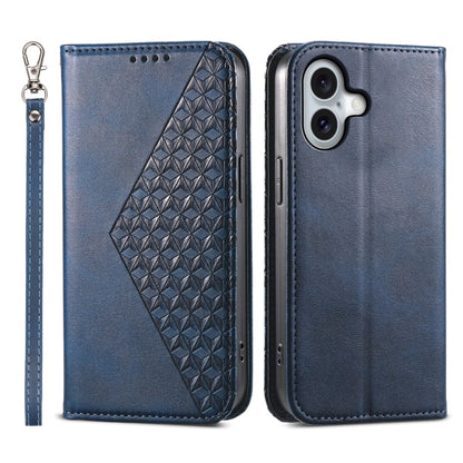 Cubic Grid Calf Texture Magnetic Leather Phone Case