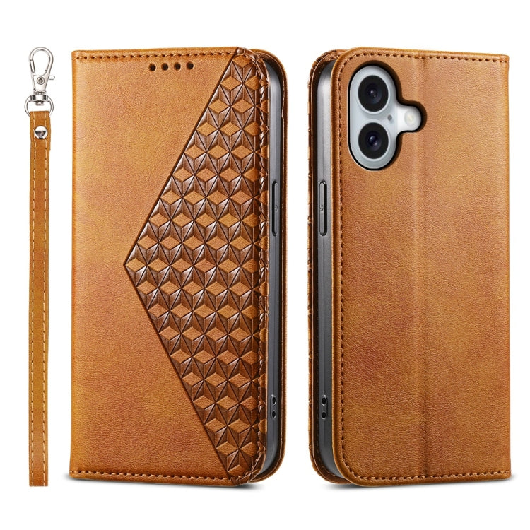 Cubic Grid Calf Texture Magnetic Leather Phone Case
