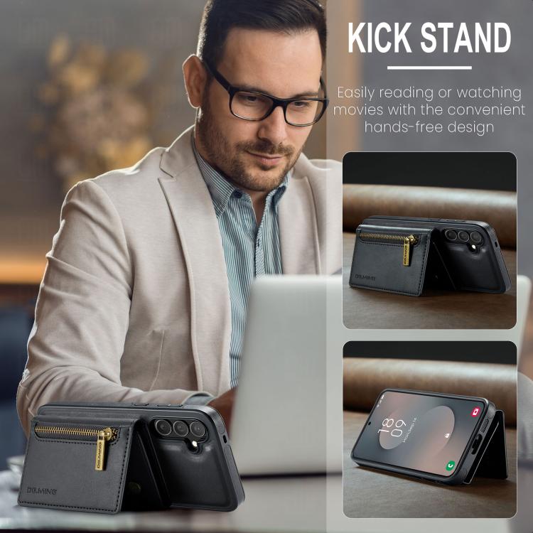 DG.MING M5 Series Zip RFID Multi Card Detachable Leather Phone Case