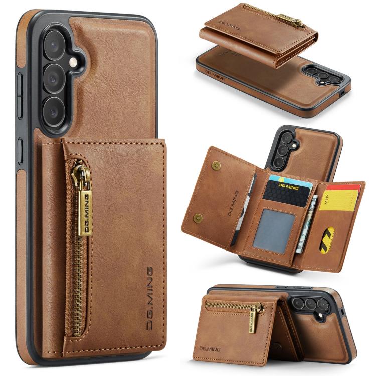 DG.MING M5 Series Zip RFID Multi Card Detachable Leather Phone Case