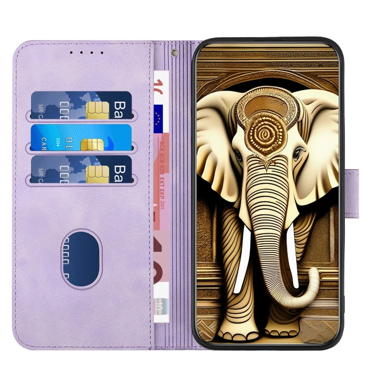 YX0060 Elephant Head Embossed Phone Leather Case with Lanyard