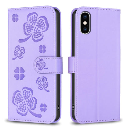 Four-leaf Embossed Leather Phone Case