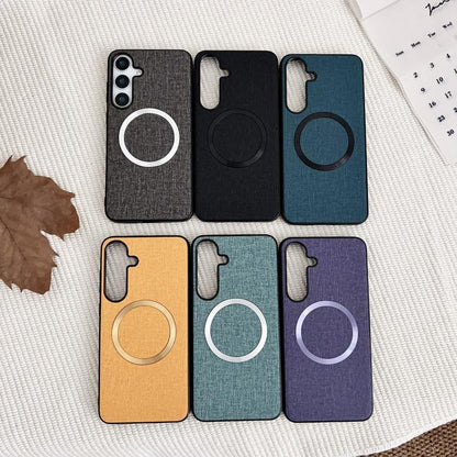 Magsafe Magnetic Ring Cloth Texture Phone Case