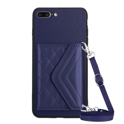 Rhombic Texture Card Bag RFID Phone Case with Long Lanyard